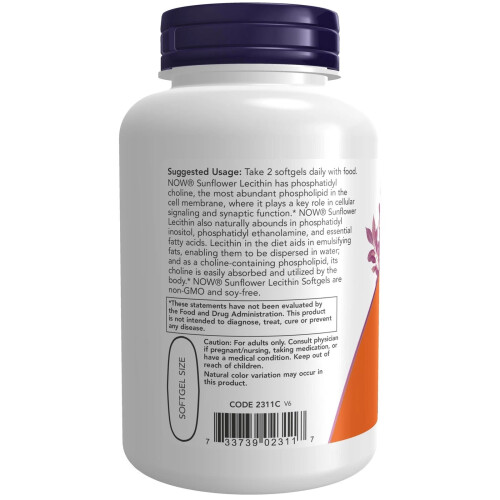 NOW Foods Sunflower Lecithin 1200mg CellularNervous Support 1