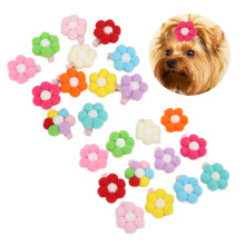 24 Pcs Pet Hair Clips Flower Head Ornaments, 3.5cm, Multiple Colors