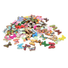 100Pcs Colorful Cartoon Butterfly Wooden Buttons for Sewing Craft DIY Accessories