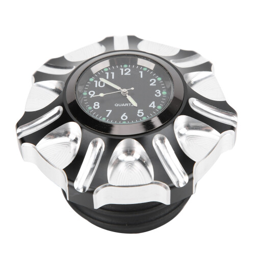 Motorcycle Fuel Gas Tank Cap with Clock Replacement for FXDP 2001‑2004 Silver 1