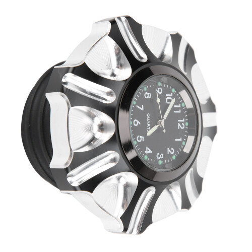 Motorcycle Fuel Gas Tank Cap with Clock Replacement for FXDP 2001‑2004 Silver 2