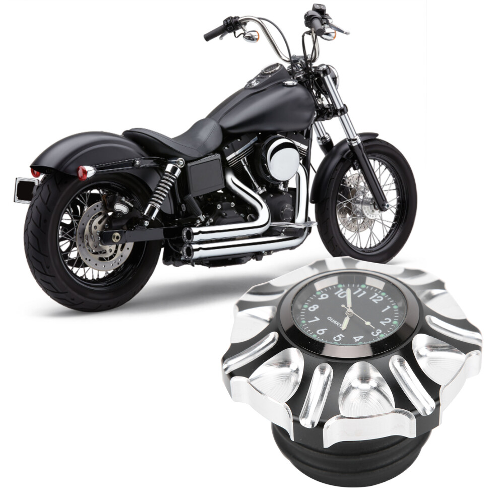 Motorcycle Fuel Gas Tank Cap With Clock Replacement For Fxdp 2001Â2004 Silver 4651391748994