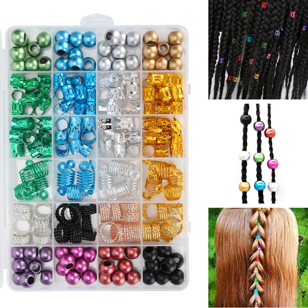 216Pcs Alloy Hair Braid Rings Dreadlocks Hollow Hair Decoration Accessories