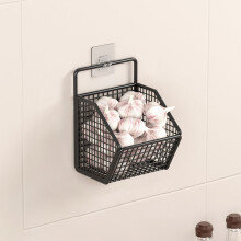 Karymi No-Punch Ginger Garlic Hanging Basket – Wall-Mounted Spice Shelf, Multi-Function Kitchen Organizer, Compatible with Ginger & Garlic