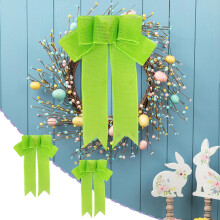 Burlap Style Bow Set, 2-Pack 25cm 5-Loop Decorative Bows for Gift Wrapping and Party Decor, Rustic Wedding and Craft Supplies