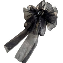 White Rhinestone Drifting Clouds Cloth Mesh Bow Hair Claws for Women, Suitable for Various Hairstyles and Occasions