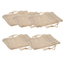 Lot de 50 sacs à cordon en imitation lin, 9 x 7 cm