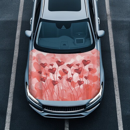 Red Heart Car Cover Stretchable Washable Universal Fit 1