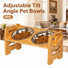 Ergonomic Tilt-Adjustable Elevated Dog Bowls for Cats & Small Dogs – 2 Stainless Steel Bowls, Compatible with Small Pets