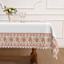 Mizhona Vintage Floral Tablecloth Rectangle,Red Boho Table Cloth for Kitchen Dinner Decor,60"x84"