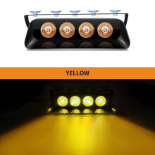 16-LED Suction Cup Strobe Light Bar, Amber/White, Compatible with Construction Vehicles & Trucks
