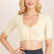 Tao Overarm Shaper Postoperativ Slimmer Kompressionsærmer Holdningskorrigerende Toppe Shapewear til Kvinder Plus Size Beige6XL