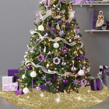 Upgraded 36" Sequin Velvet Christmas Tree Skirt – Vintage Glitter Tree Cover, Compatible with Standard Trees