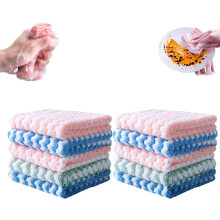 Circulatik Coral Fleece gestreepte vaatdoeken (10 stuks, 25 x 25 cm), microvezel, superzacht en absorberend – geschikt voor alle soorten vaat.