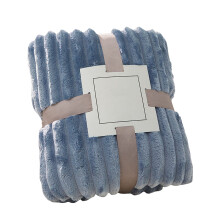 3D geribbelde jacquard fleece deken – Zachte, warme, pluche plaid voor bank/bed (blauw, 180x203 cm)