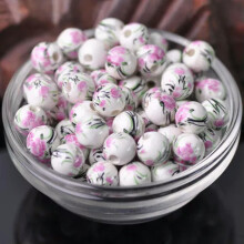 10pcs Round 8mm 10mm 12mm Colorful Flower Patterns Ceramic Porcelain Loose Beads-130#-12mm