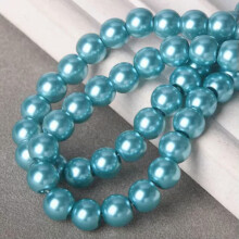 4mm/6mm/8mm Round Pearl Glass DIY Loose Spacer Beads Wholesale Lot-Deep Lake Blue-4mm