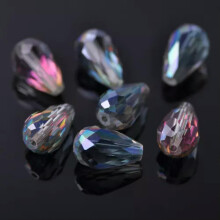 20pcs 15x10mm Teardrop Faceted Crystal Glass Losse Beads Bulk Wholesale Lot-111# Rose Green