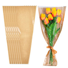 Carta da regalo con motivo floreale – Kraft e cellophane, 50 pezzi