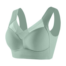 Zenchic Bra - Seamless Fashion Push Up Wireless Bra,Posture Correcting Bra for Seniors,Plus Size Ice Silk Gathering Bra Green 5XL