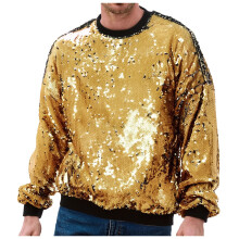 Pánská mikina s kulatým výstřihem Vintage Carnival Sequin Flitry Flip Over Round Neformální Volná