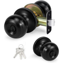 Matte Black Entry Door Knob with Lock and Key 1 Pack