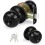 Matte Black Entry Door Knob with Lock and Key 1 Pack 1