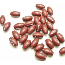 100 Brown and White Oval American Football Acrylic Ball Beads 15X9mm Kids Craft