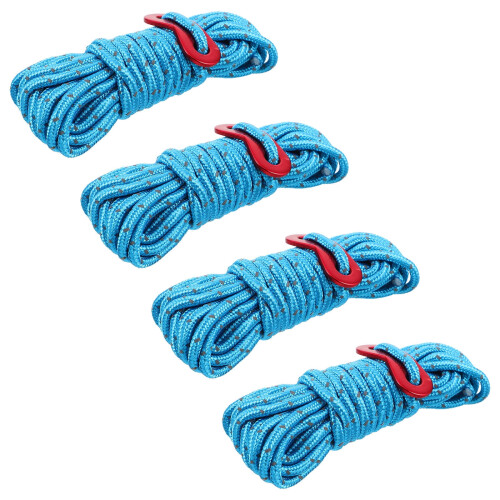 Tent Guy Ropes 4Pcs Blue Polyester for Versatile Set Multipurpose Use in Nighttime Activities