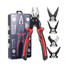 5-in-1 Interchangeable Plier Set: Cable Cutter, Wire Stripper, Scissors, Crimper, 8" Multipurpose Electrician Tools