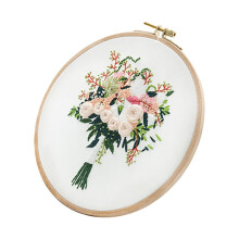 Beginner-Friendly Stamped Floral Embroidery Kit with Hoop, Threads & Pre-Printed Roses – Complete DIY Craft Set for Adults/Kids (88in)