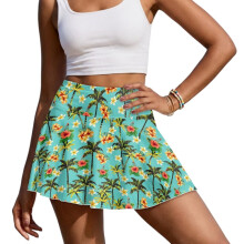 Palm Tree Flower Dame Tennis Golfnederdele Casual Tennis Golfnederdele til Kvinder med Shorts Åndbare til Træning Pickleball Løb Størrelse XL
