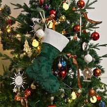 15 Inch Christmas Stockings for Fireplace, Holiday Stockings with Gold Star Designs, Large Xmas Sock Decor for Mantel, Tree, Home Decor