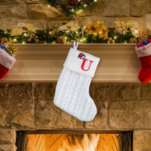 AuroraX Knit Christmas Stockings, Personalized Embroidered Initials, Plush Mini Stockings (7"), White, Holiday Decor & Gifts