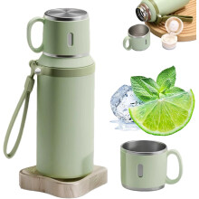 2-in-1 Stainless Steel Vacuum Bottle with Lidded Cup, 316 SS, Leakproof, Large Capacity, Portable Thermal Flask (C)