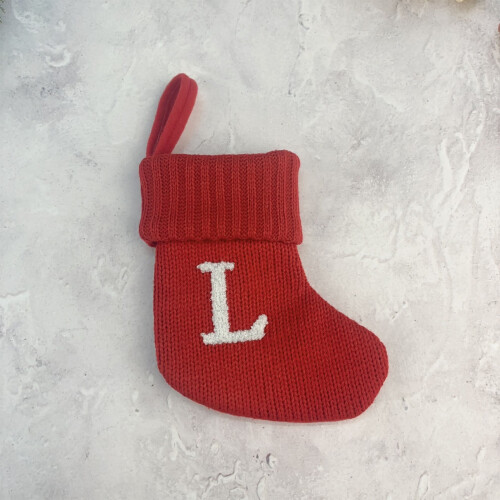 7" Knitted Personalised Christmas Stocking with Initial