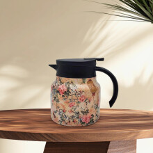 Vintage Floral Tea Thermos with Built-in Infuser, 800ml Stainless Steel Thermal Carafe for Hot Drinks