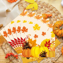 20-Pack Autumn Paper Plates 9.84 in Pumpkin Maple Design