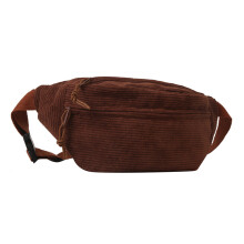 Bolsa de cintura de veludo cotelê, grande capacidade, cor sólida, bolsa de peito para menina, bolsa transversal versátil, marrom 2