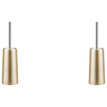 Conjunto de 2 escovas de vaso sanitário em aço inoxidável com suporte - Escova para vaso sanitário (Dourado)