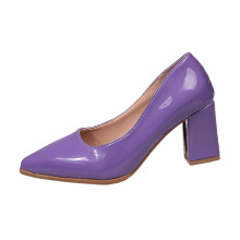 Lila Damen-Pumps aus PU, spitze Zehenpartie, Blockabsatz, lässige und elegante Schuhe – passend zur Frühlings-/Herbstmode