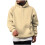 SYMOID Herren-Kapuzenpullover, Größe 3XL, einfarbig, mit Tasche, beige, Übergrößen 1