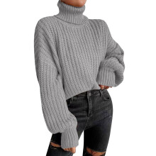 Damen-Strickpullover mit kurzem Rollkragen und langen Ärmeln für verschiedene Anlässe, ideal für Zuhause und den Alltag. Verfügbare Größen.