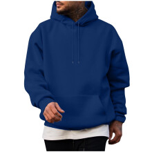 SYMOID Herren-Sweatshirt, Kapuzenpullover, Dunkelblau, Größe 3XL, Herrenbekleidung mit Tasche, schlichtes Sweatshirt, Übergrößen