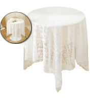 Nappe carrée en dentelle florale, infroissable et festonnée