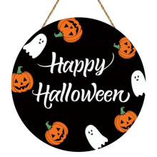 Halloween Wooden Door Hanger – Ghost & Pumpkin Design | Cute Porch/Wall Decor, Indoor & Seasonal Spooky Decor
