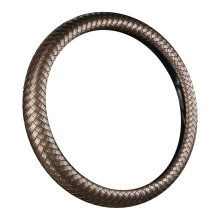 PU Leather Car Steering Wheel Cover 15 inches Elastic Breathable Anti-Slip Cover Automobile Universal Interior Decoration for Most Cars Champagne