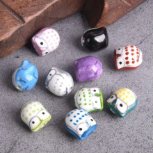 5pcs Fish Shape 12x15mm Handmade Painting Ceramic Porcelain Loose Beads-Random Mixed
