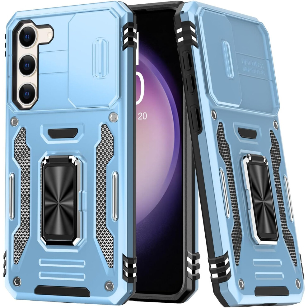 Samsung Galaxy S24 Case – Upgraded Sliding Lens Cover, Strong Magnetic Kickstand, Military-Grade Shockproof, 6.1", Light Blue 9448483652384