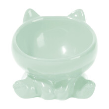 Ceramic Raised Cat Bowl with Neck Support – Wide Shallow Design to Prevent Whisker Fatigue, Durable Pet Feeder Compatible with Daily Use